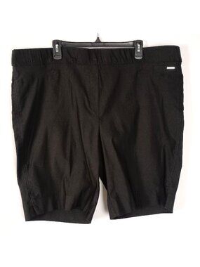 Anne Klein Plus 3X Black Bermuda Shorts High Waist Stretch Flat Front